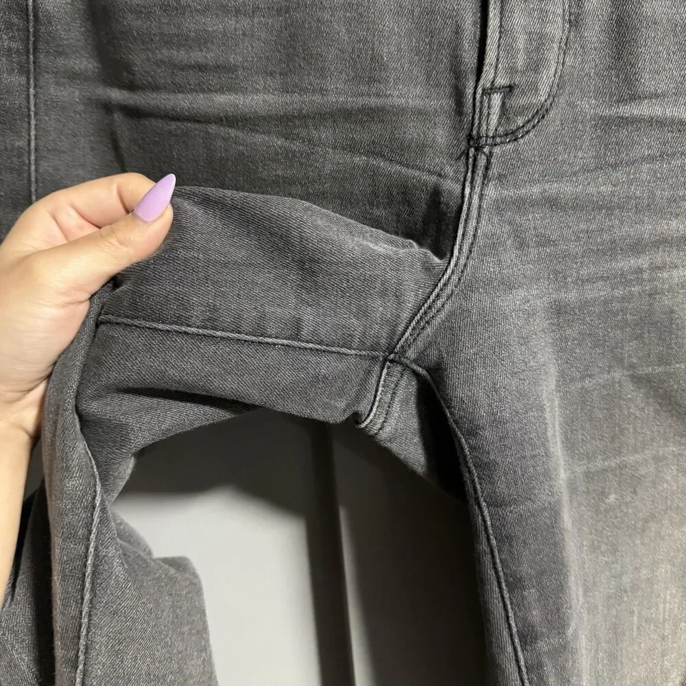 Good American Good Waist Crop Raw Hem Denim Skinny Jeans Black 8/29 GWCRH419T - Picture 3 of 9